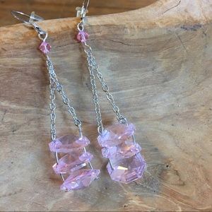 Sterling Silver + Pink Swarovski Crystal Earrings
